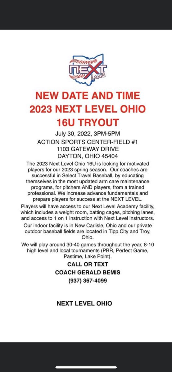 TODAY IS THE DAY! Come out! 
@PBROhioScout <a href="/UsssaOhBaseball/">USSSA Ohio Baseball</a>