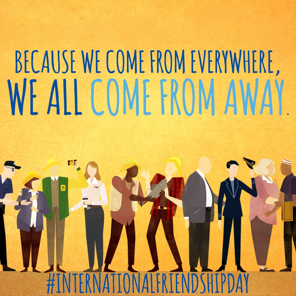 wecomefromaway's tweet photo. Happy #InternationalFriendshipDay - We’re grateful to each and every one of the new friends we’ve made all over the globe, today and every day!💙💛 https://t.co/IDIF87XhSZ