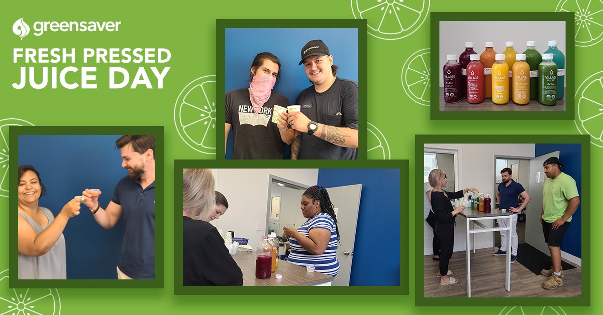 GreensaverCAN's tweet photo. Cheers for our Greensaver team! 🥕🍏
Last week, we hosted a Fresh-Pressed Juice Day and provided earth-friendly, fresh-pressed juices to remind ourselves how important it is to take care of ourselves- our body health is as equally important as our mental health.

#Sustainability https://t.co/SCIDISbstZ