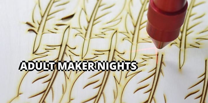 We host Adult Makers Open Studio hours every Tuesday night in August, 5:30pm-7:30pm! Use our laser cutter, sublimation printer, vinyl cutter, heat press and sewing machines on projects of your choice with guidance from our facilitators! Register here: bit.ly/3PLa79K