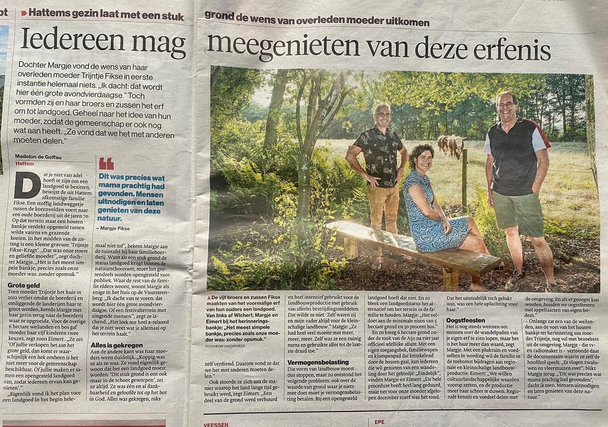 Met mijn broers in de krant <a href="/ds_Veluwe2/">deStentor_Veluwe</a> over het landgoedje van onze familie, de wens van onze moeder ♥️ #lifegoal hoor 😁