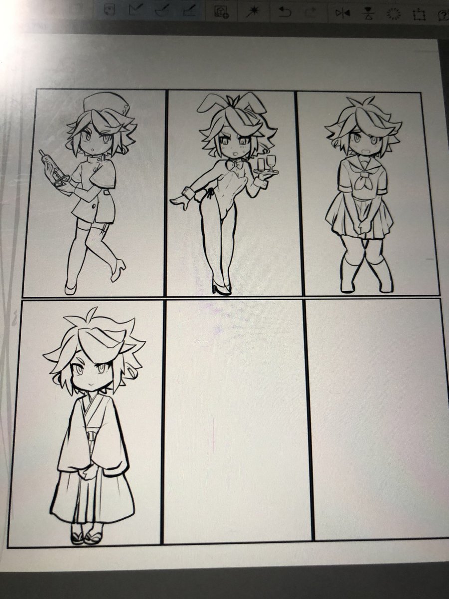 そんなわけでサボった分えっさほいさと作画
フブにいっぱい女装コスプレしてほしい願望丸出しです
寝て起きたら直したい箇所が多発しそう〜
あと2枠どうしようか迷ってる