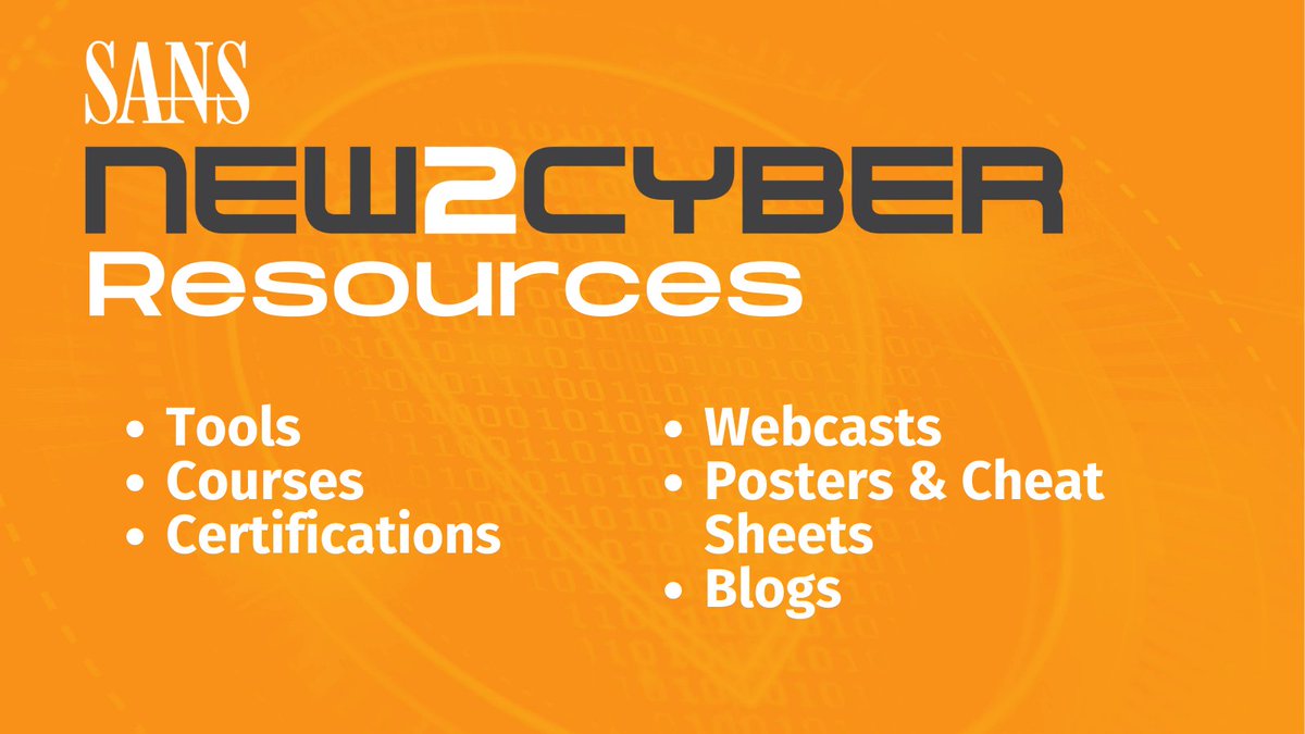 SANSInstitute's tweet photo. Looking for #FreeResources to help you get started on your path towards a career in #cybersecurity? Our New2Cyber page shares webcasts, blogs &amp; more to help you get started on your journey: https://t.co/9YrMokgviW https://t.co/NcpU8Avvhz