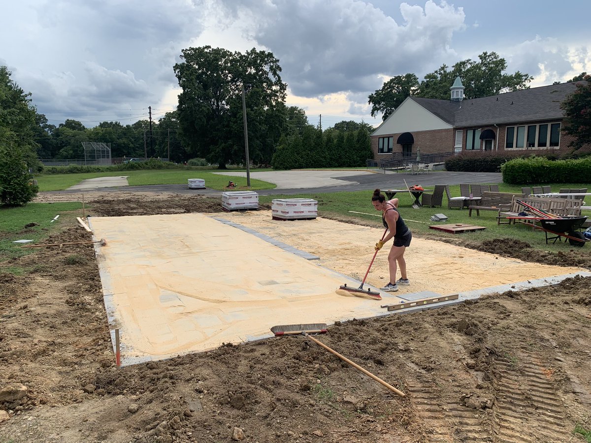 This is the last pic I got with @kristyagan pushing through a water break. Knocked out another pallet of pavers before we had to stop. Looks like we’ll have a day 2……whenever I recuperate.😩 #Troop113 hung in and helped so much today.