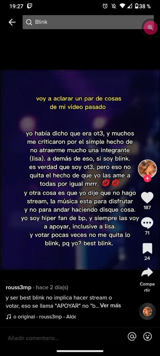 lovewjisoo's tweet photo. Alguien doxee a @/rouss3mp (tiktok), es ot3 y rebaja a Lisa😻 y además se hace llamar best blink S JSJSJS
#blackpinkbestgg
#lisabestdancer
#lisapretty
#lisadeservesbetter https://t.co/UUON7gCY9N
