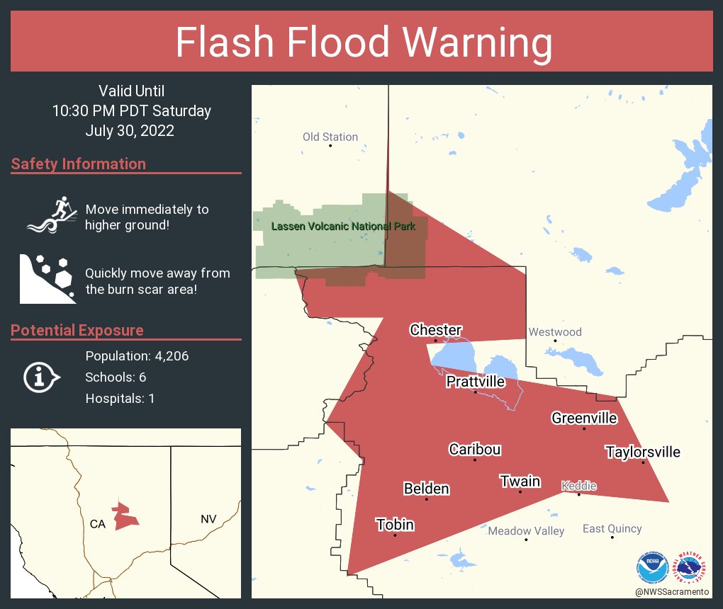NWS Sacramento on Twitter "Flash Flood Warning including Chester CA
