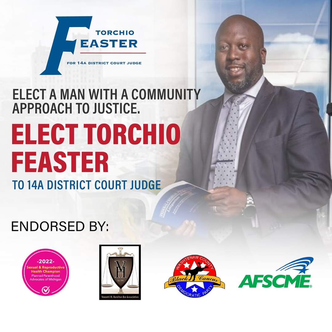 REMFeasterMD's tweet image. If you live in Washtenaw County, vote for my husband, Torchio Feaster for 14A District Court Judge, on Aug. 2nd #Vote