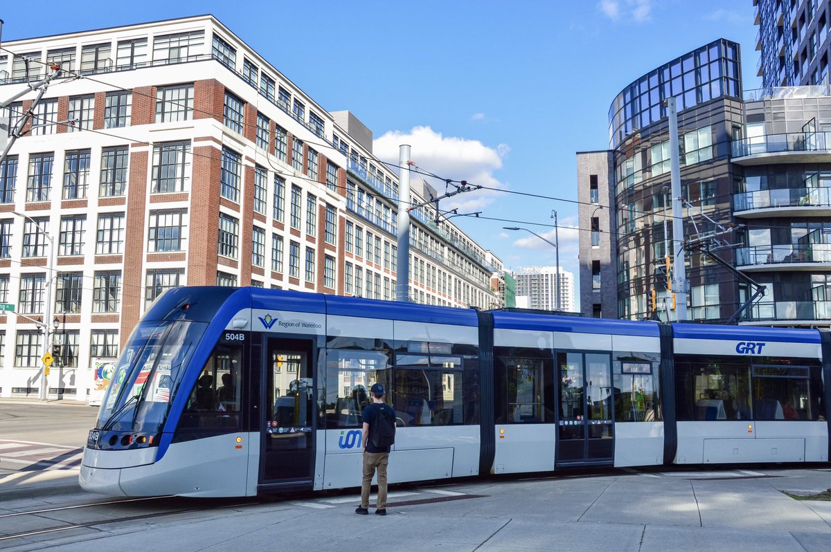 modacitylife's tweet photo. Trams connected the twin cities of Kitchener and Waterloo for nearly a century until they were ripped out to make way for the car in 1946.

They recently corrected that mistake, and—with a combined population of 350,000—became the smallest region in North America with light rail. https://t.co/DkYToK9xiW