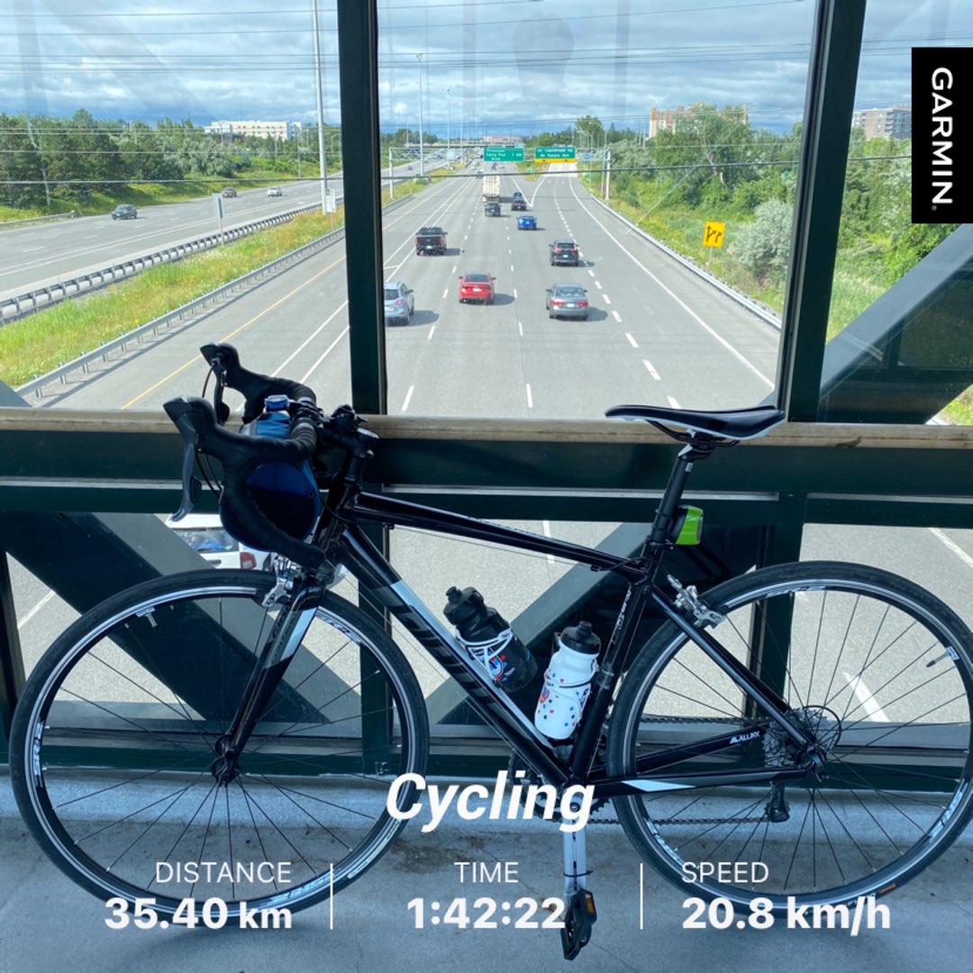 ottpak's tweet photo. My first activity since rolling my ankle at SMH. Just nice being out & easy on the ankle. Went up Corkstown Road for the quad burn and โMichelleโ hung in there. #crosstraining #runnernotrunning #ottbike #cycling #roadtochicago https://t.co/A91d532N7k