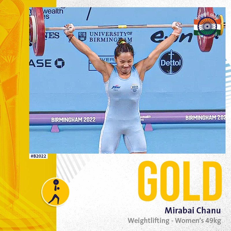 ap4ashishpanwar's tweet photo. What a wonderful performance by #MirabaiChanu to give India it's first gold at the CWG games. Proud of you . https://t.co/27DM2UfwU2