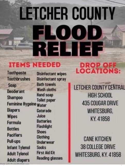 INRCAP's tweet image. List of needed supplies &amp;amp; delivery addresses #KYFlood #kentuckyFlooding #KentuckyFloods
