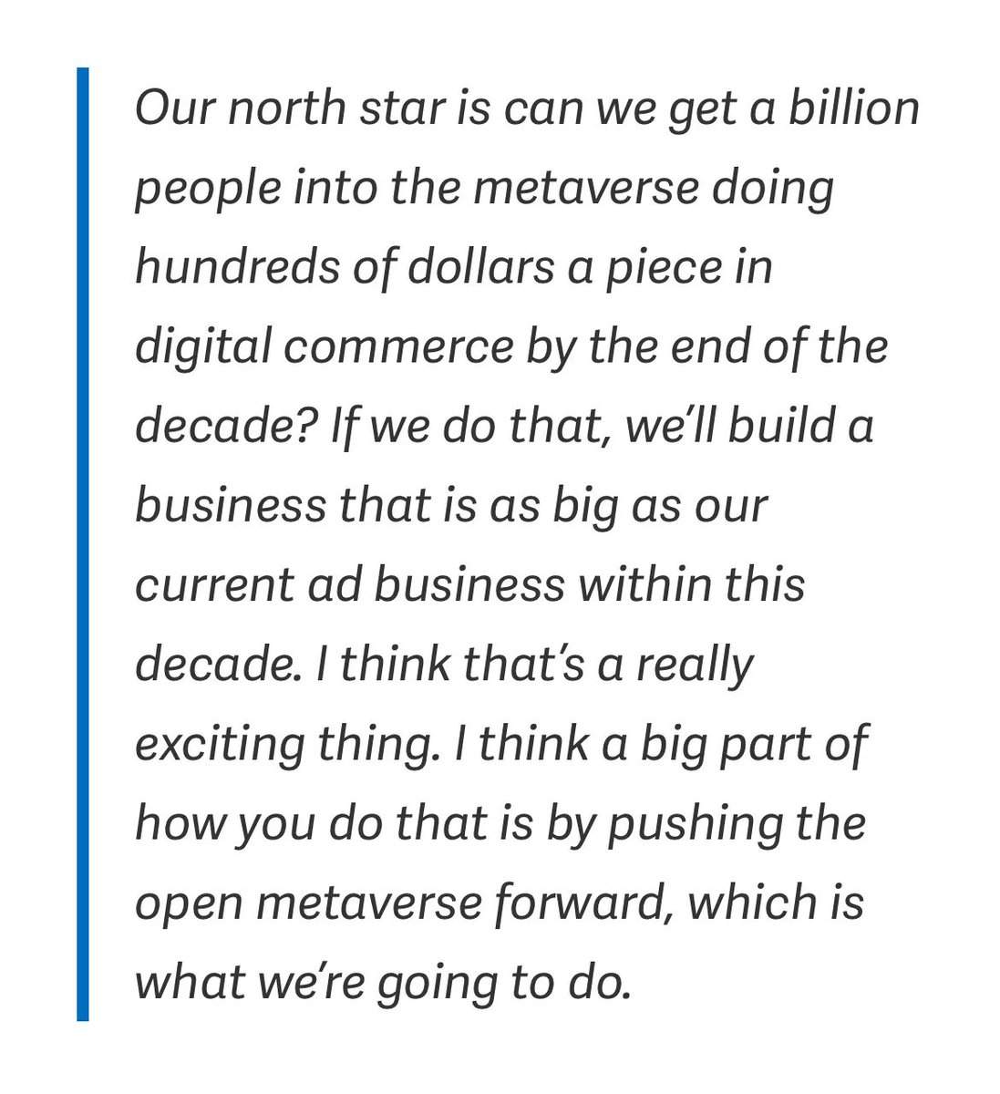 om's tweet image. Meta’s North Star for metaverse is a sign that the company hasn’t change, can’t change and will not change. My thoughts in new blog post. buff.ly/3zbVSDK