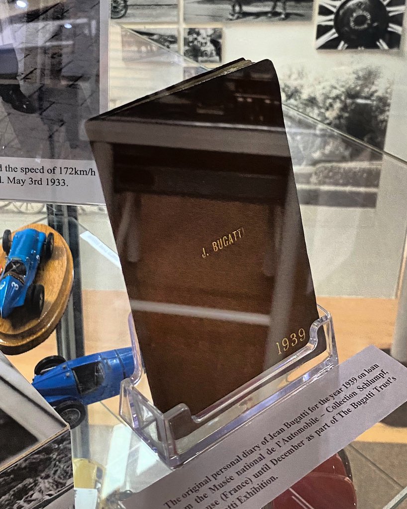 #jeanbugatti #30july1939 We couldn’t get to the end of today without marking the very special date of Jean Bugatti’s visit to @PrescottHClimb in 1939. A spectacular day recorded in pencil in his personal diary. Thank you @museenationaldelautomobile for the loan for our exhibition