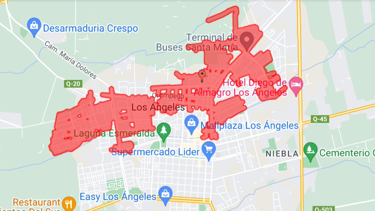infobiobio's tweet photo. #LosAngelesCL 

Corte de energía eléctrica afecta a clientes CGE en sectores del área urbana de la ciudad (marcada en rojo en mapa adjunto).

#InfoBiobío https://t.co/jo1mQKgY5n