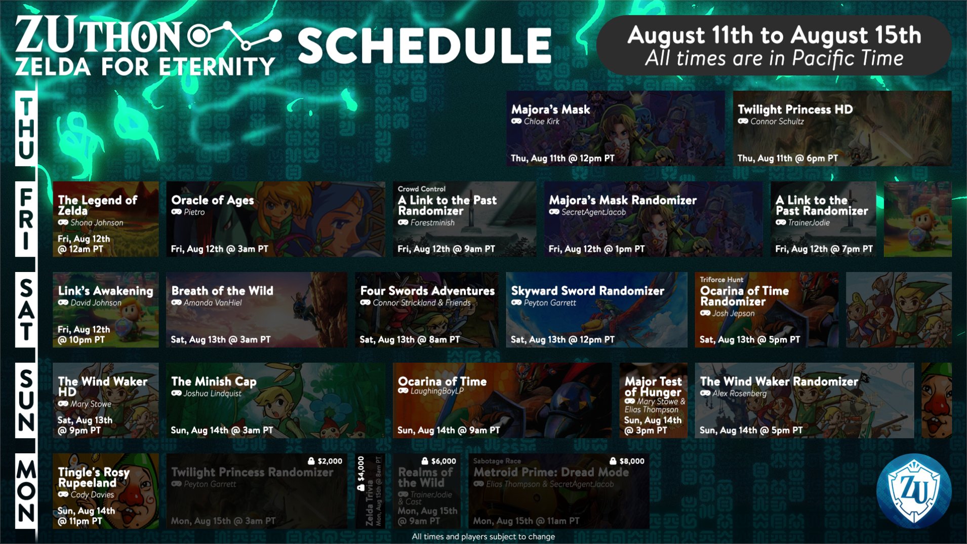 Zelda Universe Mark Your Calendars Our Charity Marathon Zuthon Zelda For Eternity Is In Less Than Two Weeks We Ve Got A Lot On The Schedule This Year And Some