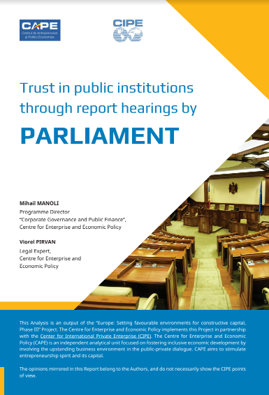 CAPE_Moldova's tweet photo. ⚖ Do you want to know what actions are recommended by #CEEP experts to improve the regulatory framework and #parliamentary #control? Read our report "Trust in public institutions through report hearings by Parliament", available in English 👉https://t.co/r71E9OY7gr @CIPE_EEA https://t.co/kcaoPSsxOe