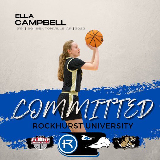 Super excited to announce my commitment to Rockhurst University! Thank you Coach Park and <a href="/RockhurstWBB/">Rockhurst WBB</a> for this opportunity, and thank you to all my coaches and teammates that have gotten me to this point! Go hawks!!! <a href="/FlightAAOGBB/">AAO Flight Girls Basketball</a> <a href="/BvilleGirlsBB/">Bentonville Girls BB</a>