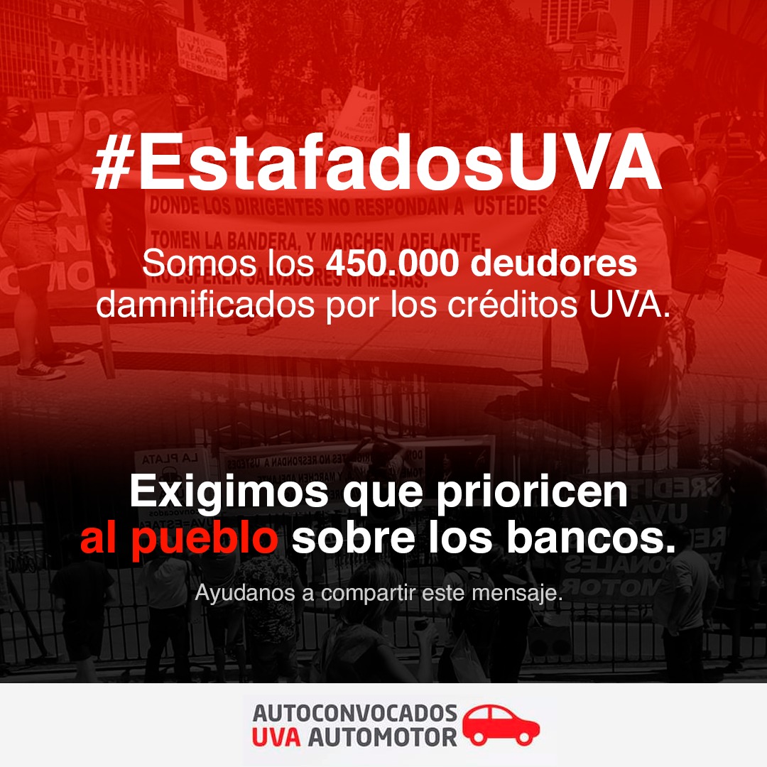<a href="/SergioMassa/">Sergio Massa</a> 
@MalenaMassa
AHORA Q PUEDE CUMPLA.

LAS 550.000 FLIAS DE CREDITOS UVA
PRENDARIOS 
PERSONALES 
E HIPOTECARIOS 
NO DAMOS MASSSS
CON LA #USURAUVA 

No hay más tiempo.