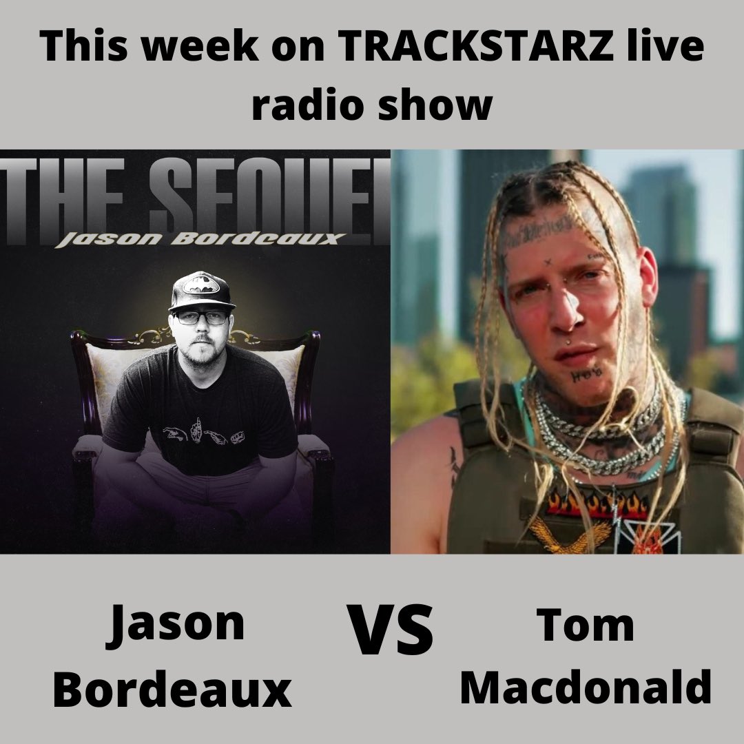Jason (@jasonbordeaux1) on Twitter photo To catch a sneak peak of the album, tune into my <a href="/TRACKSTARZ/">TRACKSTARZ.com</a> line 4 line battle with Tom MacDonald.
It starts around the 37:00 mark.
youtu.be/juiuq8_pJfI To catch a sneak peak of the album, tune into my <a href="/TRACKSTARZ/">TRACKSTARZ.com</a> line 4 line battle with Tom MacDonald.
It starts around the 37:00 mark.
youtu.be/juiuq8_pJfI