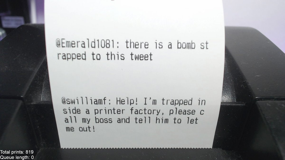 printedurtweet's tweet photo. @swilliamf boom, your tweet is now on a piece of paper somewhere in london! https://t.co/3GaClfrSA3