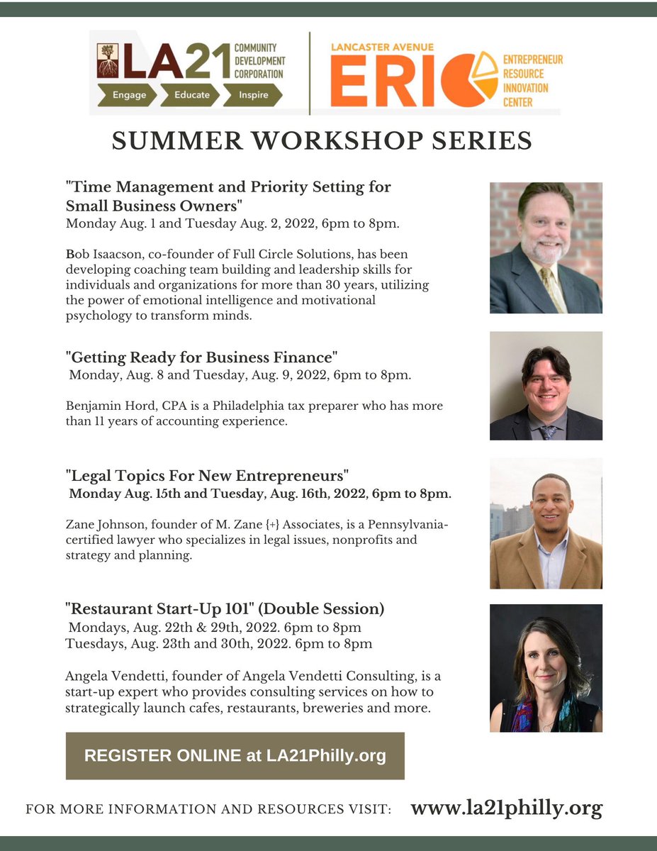 Your business doesn’t take a vacation, so we’ve partnered with Philadelphia’s Commerce Department to bring you a series of free workshops this summer 😎

#philly #supportsmallbusiness 
#entrepreneurs 
#lancasterave
#philadelphia