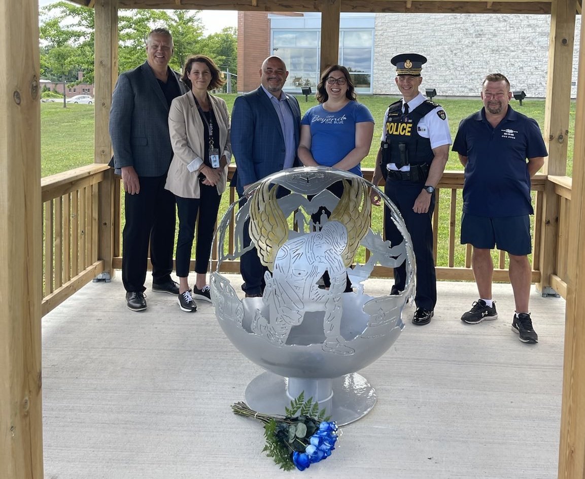 OPPAssociation's tweet photo. OPP Association honoured today to welcome Alberta Sheriff Chad Kennedy on his walk #SeaToSeaForPTSD to Orillia along with Commissioner Carrique, OPP &amp; Canada Beyond the Blue, OPP Healthy Workplace Team and Toronto Police Association. Good luck to Chad &amp; his team on their journey. https://t.co/K4lGGYUK1y