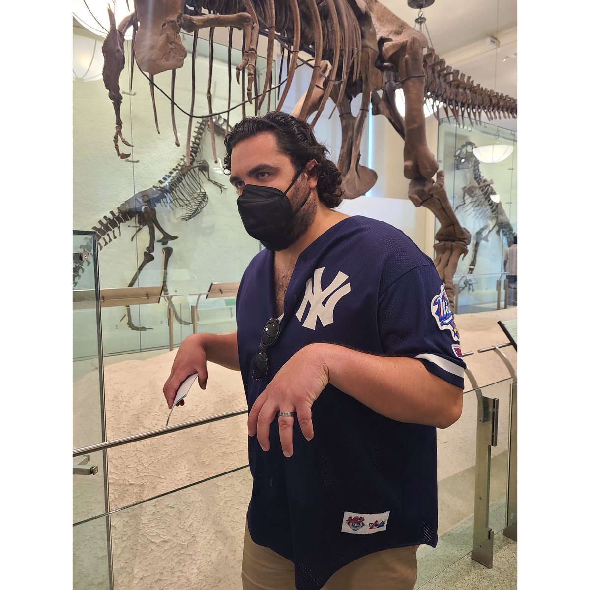 jenlopez_'s tweet photo. I asked @Chops971 what he wanted to see in NYC this trip and he yelled "DINOS". Say no more fam 🦖🏛 #TRex #tinyarms https://t.co/qe7rvtXG9r