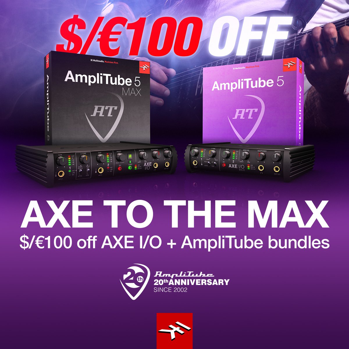IKMultimediaES's tweet photo. ¡Aprovecha el último fin de semana y lleva tu arsenal de guitarra al MAX con paquetes de #AXEIO + AmpliTube, y #AmpliTube5 o MAX con un descuento gigantesco!
¡Actúa rápido porque estas promociones tienen las horas contadas! https://t.co/RLp43IpYzM https://t.co/7unPvzziRk
