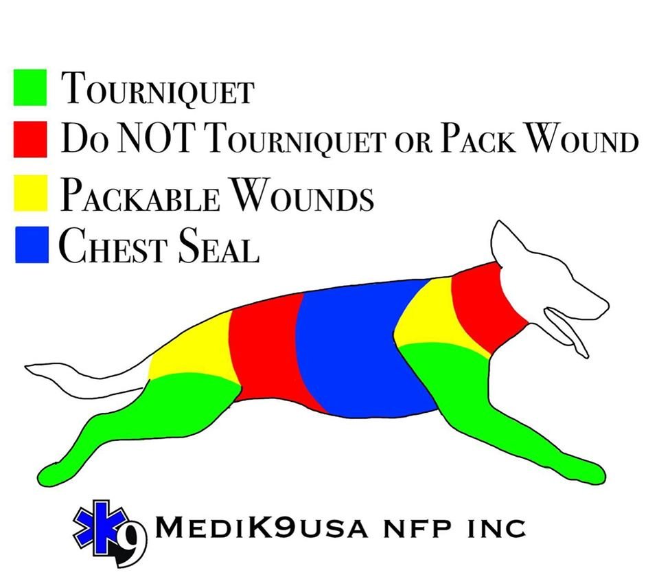 An important graphic for anyone who works with K9s! 
#K9 #EMS #K9Police #TacticalMedicine #Tourniquet #StopTheBleed #BleedingControl
