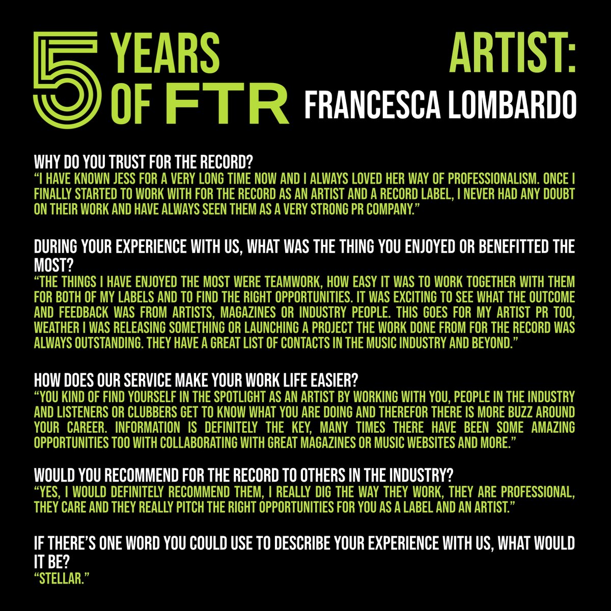 For The Record (@fortherecord_pr) on Twitter photo .<a href="/franci303/">Francesca Lombardo</a> ❤️
#fortherecordpr #fiveyearsofFTR #francescalombardo #echolette #echoe .<a href="/franci303/">Francesca Lombardo</a> ❤️
#fortherecordpr #fiveyearsofFTR #francescalombardo #echolette #echoe