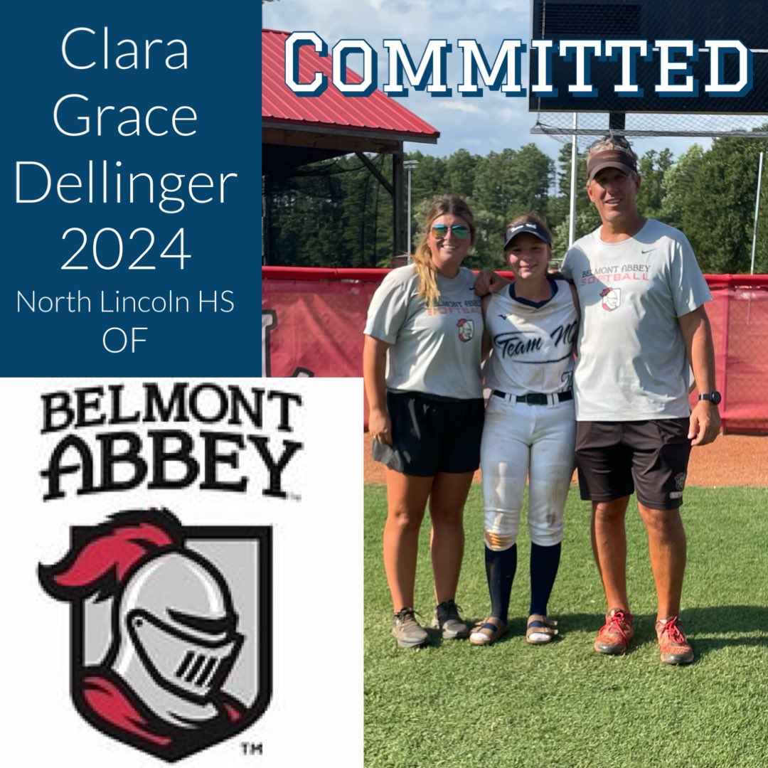 🎇Commitment Alert!🎇 Congratulations to <a href="/CGDellinger2024/">CG</a> on her verbal commitment to further her academic and athletic career at Belmont Abbey! Thank you coaches <a href="/Coach_Tony_NC/">Coach Tony Mele</a> &amp; <a href="/SierraVanzant/">Sierra Vanzant-Cheek</a> as well as <a href="/AbbeySoftball/">Abbey Softball</a> for the opportunity! <a href="/HussBrad/">Team North Carolina-Huss</a> <a href="/TeamNCSoftball/">Team North Carolina Softball</a>