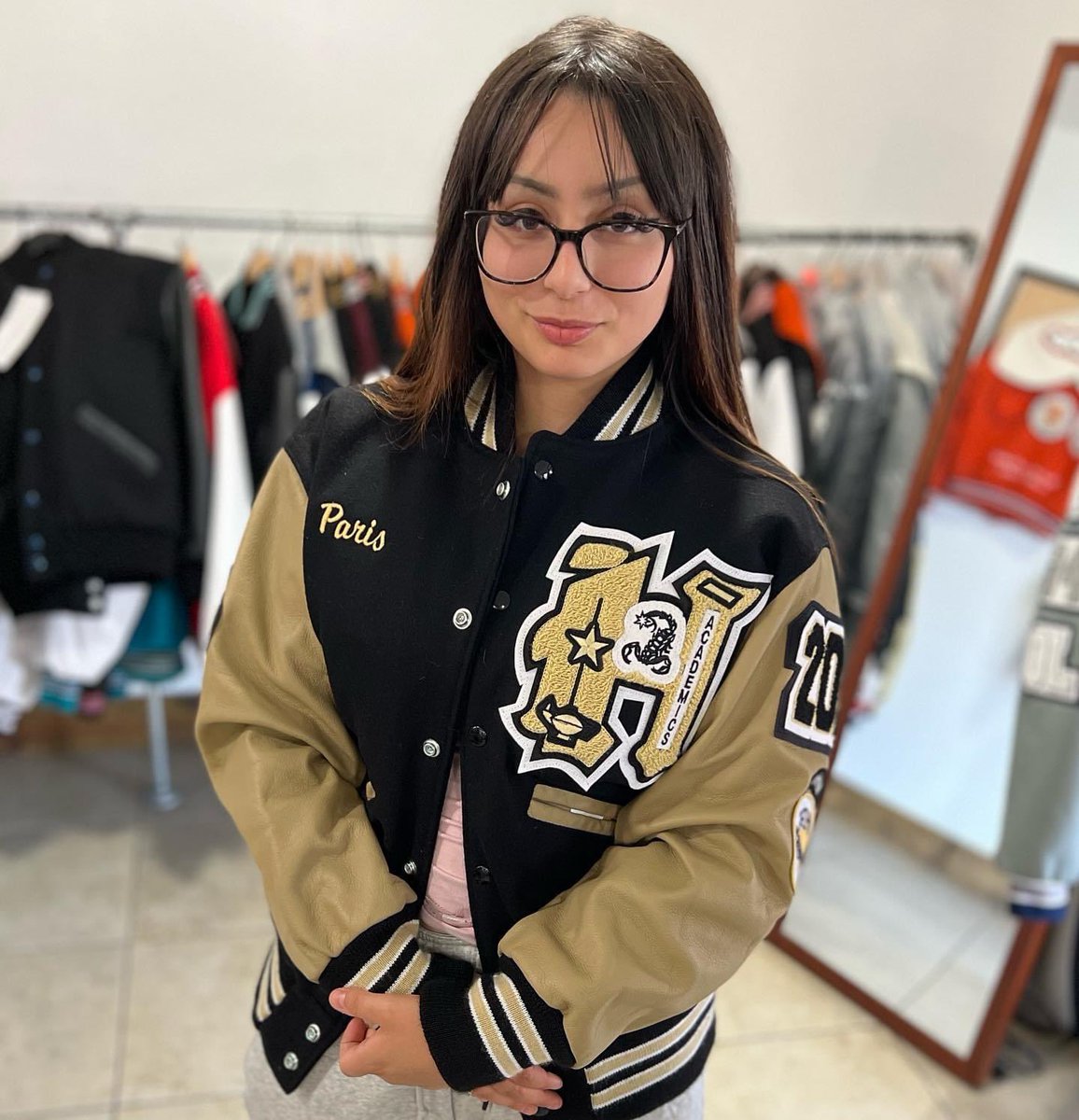 WeGotEmUpland's tweet photo. Have a fantastic Senior Year Paris!! Congratulations on all of your wonderful high school accomplishments! Your custom @HHS_Scorpions_ letterman jacket looks amazing! #classof2023 #hesperiahighschool #academicletter #wegotemtees https://t.co/WEmN4Ikjf1