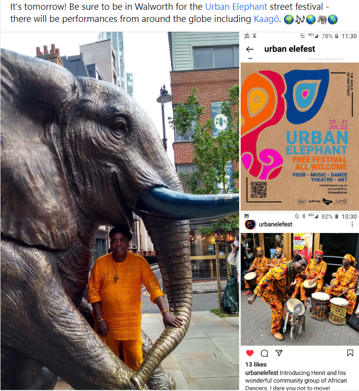 HenriGaobi's tweet photo. #UrbanEleFest Kaagô will be playing again on Sunday, 12.45pm in Elephant Park and 2.15pm in Sayer Street. Don't be late! @UrbanEleFest #Walworth #Southwark https://t.co/E7mYXTpvt3