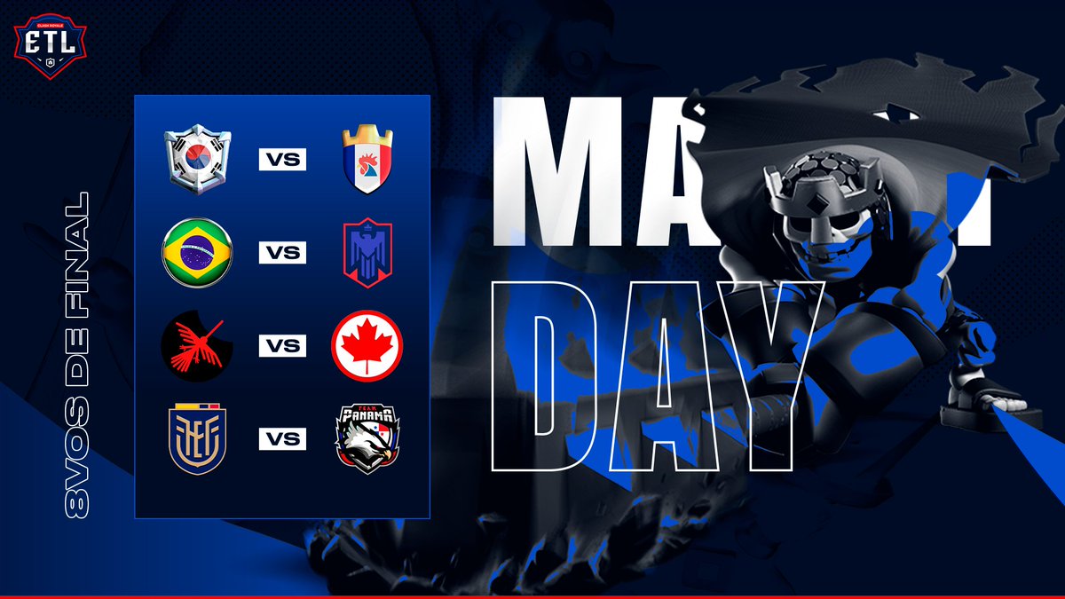ETL CUP® (@_etlcup) on Twitter photo Matchday | round of 16
1⃣ <a href="/Team_Korea_CR/">Team Korea CR</a> 🆚 <a href="/TeamFranceCR/">Équipe de France ⭐</a>
🇰🇷23:00🇫🇷16:00
2⃣ #TeamBrasil 🆚 <a href="/SeleccionRD_CR/">Seleccion Dominicana CR 🇩🇴</a>
🇧🇷21:00🇩🇴20:00
🎙️ <a href="/luisponxeyt/">Luis ponXe</a>
3⃣ <a href="/SeleccionPE/">Selección Perú CR</a> 🆚 <a href="/Team_Canada_CR/">Team Canada</a>
🇵🇪20:30🇨🇦21:30
🎙️ <a href="/Sk8ChubiCR/">Sk8Chubi</a>
4⃣ @CREcuador_ 🆚 <a href="/TeamPanamaCr/">Team Panamá Cr</a>
🇪🇨22:00🇵🇦22:00
🎙️ <a href="/chuleta_yt/">Chuleta 2k5</a> Matchday | round of 16
1⃣ <a href="/Team_Korea_CR/">Team Korea CR</a> 🆚 <a href="/TeamFranceCR/">Équipe de France ⭐</a>
🇰🇷23:00🇫🇷16:00
2⃣ #TeamBrasil 🆚 <a href="/SeleccionRD_CR/">Seleccion Dominicana CR 🇩🇴</a>
🇧🇷21:00🇩🇴20:00
🎙️ <a href="/luisponxeyt/">Luis ponXe</a>
3⃣ <a href="/SeleccionPE/">Selección Perú CR</a> 🆚 <a href="/Team_Canada_CR/">Team Canada</a>
🇵🇪20:30🇨🇦21:30
🎙️ <a href="/Sk8ChubiCR/">Sk8Chubi</a>
4⃣ @CREcuador_ 🆚 <a href="/TeamPanamaCr/">Team Panamá Cr</a>
🇪🇨22:00🇵🇦22:00
🎙️ <a href="/chuleta_yt/">Chuleta 2k5</a>