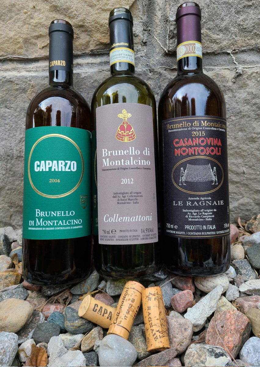 Brunello Vintage Vertical 🔥🔝💯🇮🇹🍷💪
#GreatVintages #GreatWines
                       🌟🌟🌟🌟🌟
#Caparzo                                                #2004
@collemattoni                                        #2012 
@LeRagnaie #CasanovinaMontosoli #2015 
@ConsBrunello