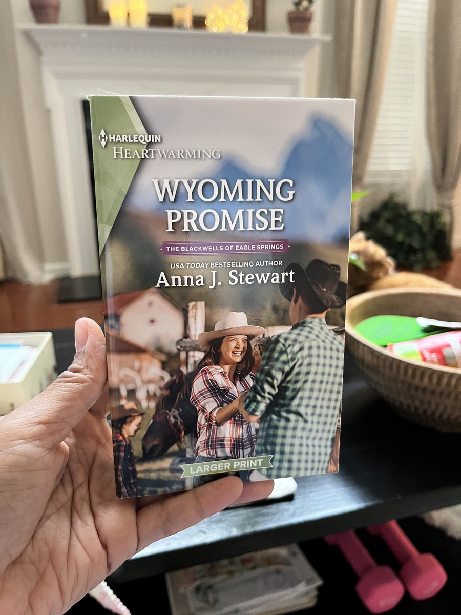 It’s here!! It’s here!! 😀 Can’t wait to start reading Wyoming Promise by @AJStewartWriter . This is the first book in #theblackwellsofeaglesprings series. #harlequinheartwarming. #harlequin