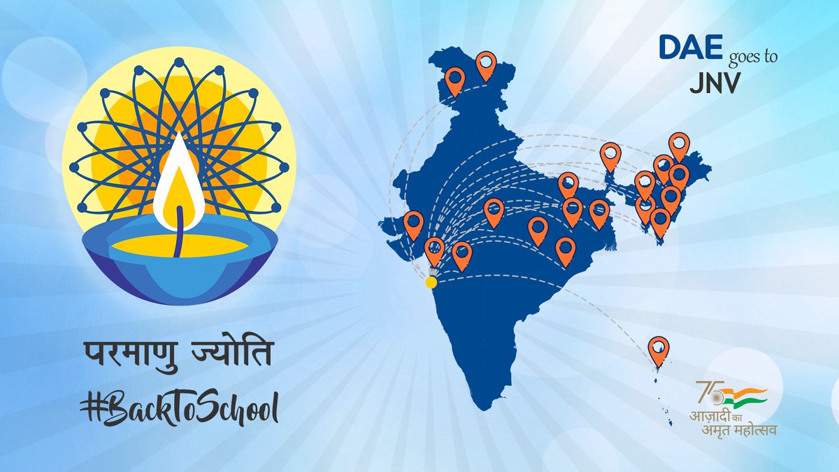 DAEIndia's tweet photo. DAE goes #BackToSchool by launching Phase 1 of Parmanu Jyoti, a pan-India school outreach mission under Scientific Social Responsibility, in partnership with #NavodayaVidyalayaSamiti.

#AzadiKaAmritMahotsav 
 
@PMOIndia
@DrJitendraSingh
@EduMinOfIndia
@CommissionerNVS
@pib_india https://t.co/i1ayTedB4Q