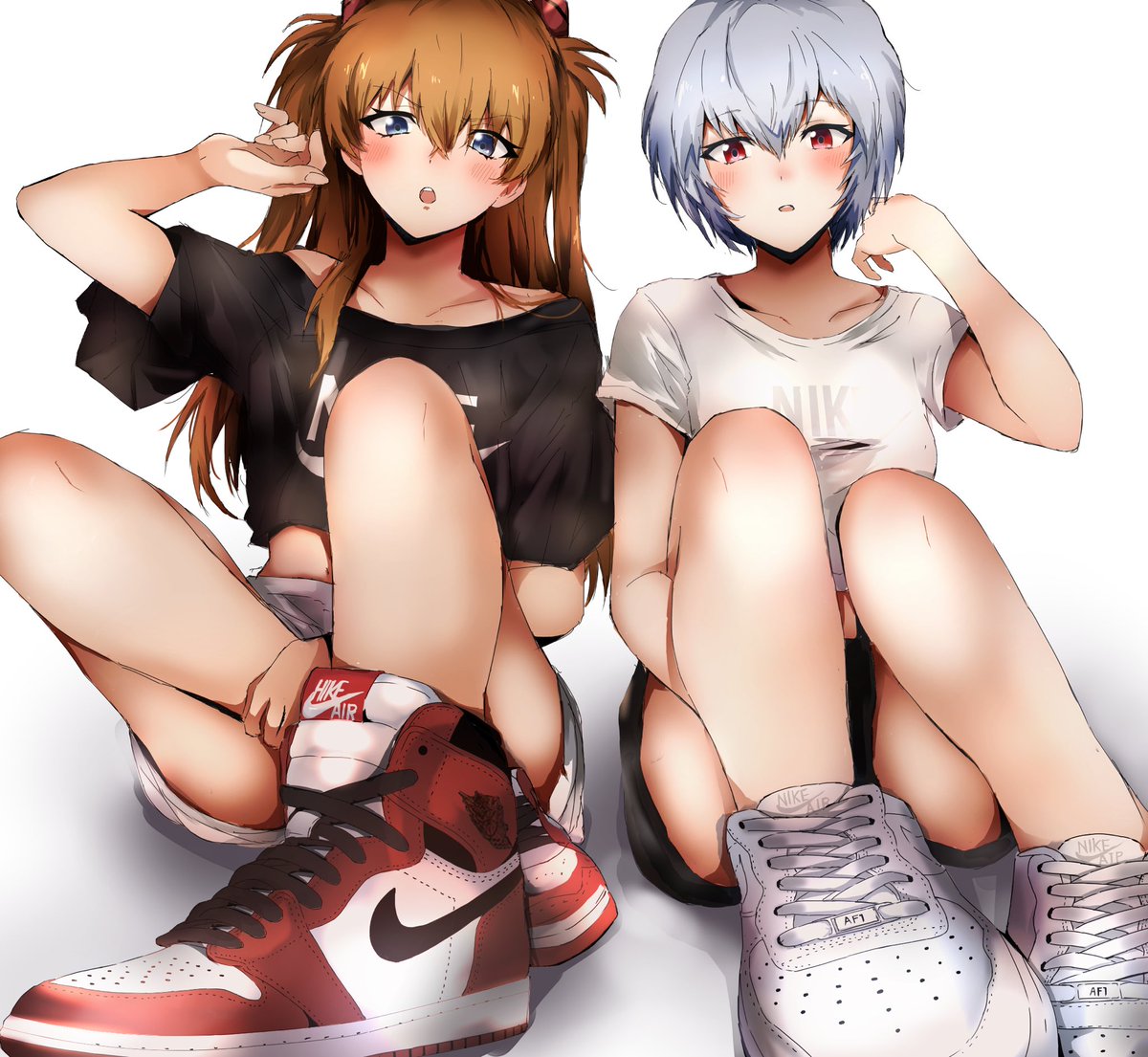 skebリクエストよりスニーカー履いてるアスカと綾波さんです 
