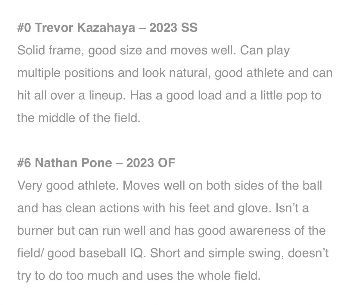 NathanielPone's tweet image. Thank you @BFScout @BaseballFactory for the write up. @VP_Baseball @DolphinsBLACK1 @tkaz_0