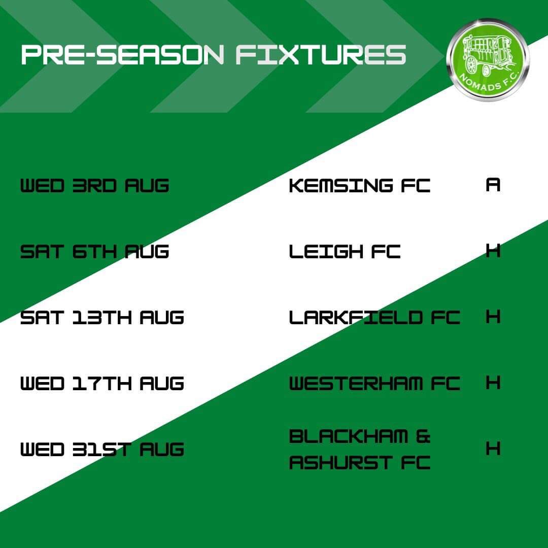 Scheduled upcoming friendlies in preparation for our 2022/23 Sevenoaks &amp; District Football League Div 1 campaign!