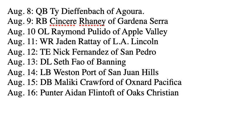 latsondheimer's tweet photo. The Los Angeles Times launches its annual nine-part series previewing Southern California's top football players on Aug. 8. Here's the rundown. And, if you want to subscribe for digital access at $1 for six months, you can do it now.https://t.co/6SvhPVHBkN https://t.co/k8foHBnZcj