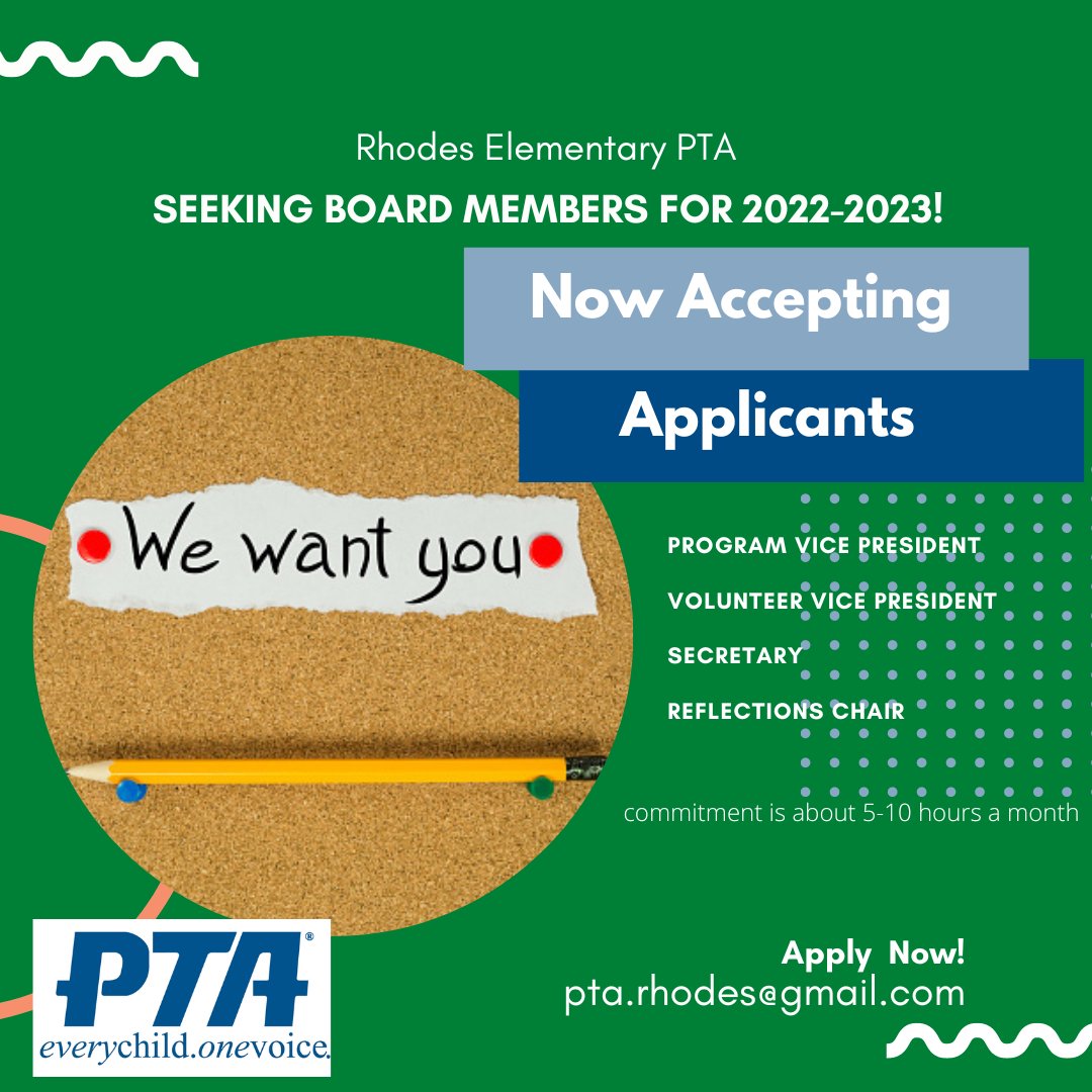 Rhodes Elementary PTA Vacancies - mailchi.mp/9ab57a54be92/r…