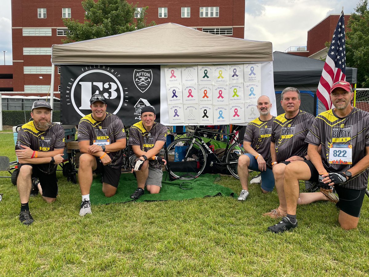Congrats to the pax of <a href="/F3Afton/">F3 Afton</a> and <a href="/F3DawgHouse/">F3 Dawg House</a> for completing the 24 Hours of Booty in Charlotte and raising approximately $3,000 for cancer programs in our area.  #HIM 
 #24hoursofbooty <a href="/F3MECA/">F3 MECA</a>