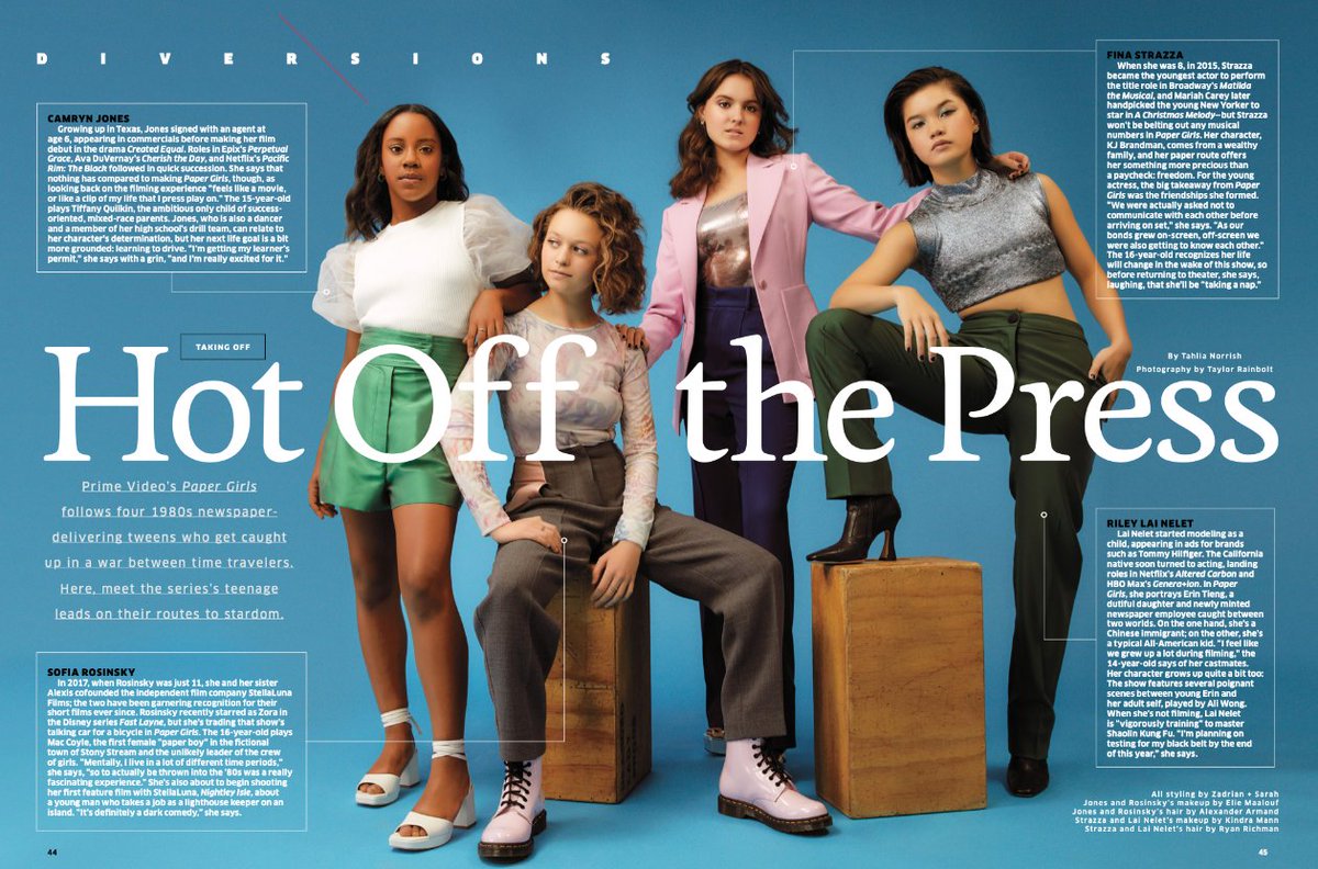 Bit of a treat getting to speak to the <a href="/PaperGirlsPV/">Paper Girls on Prime</a> for #HemispheresMag. What a proper talented bunch 🔥 <a href="/SofiaRosinsky/">🇺🇦🌍🌎🌏🌐</a> <a href="/RileyLaiNelet/">Riley Lai Nelet</a> <a href="/CamrynAJones/">Camryn A Jones</a> <a href="/FinaStrazza/">Fina Strazza</a>