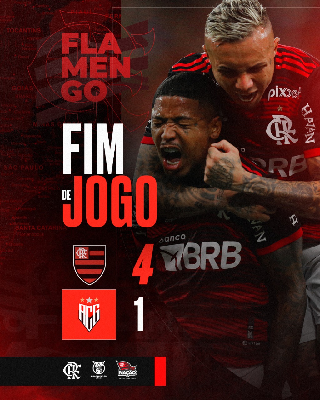 Flamengo on X: FIMMMMMMMMMMMMMMMM DE JOGO NO PARAGUAI! O Mengão goleia o  Olimpia por 4 a 1 com gols de Arrascaeta, Gabigol (2) e Vitinho no jogo de  ida das quartas de