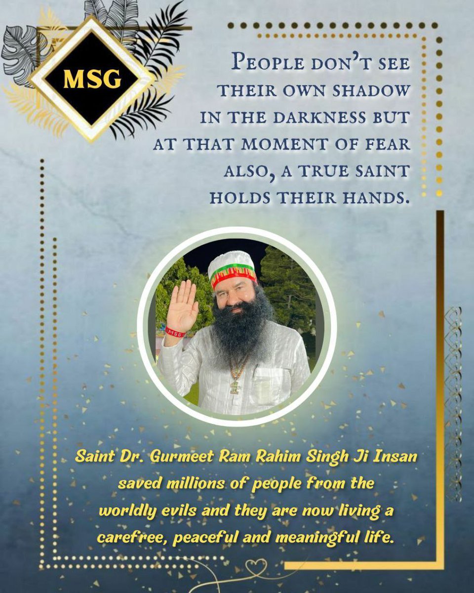 Priyanka9137968's tweet photo. सच्चा गुरू वही होता है जो हमे सही रास्ता बताता है|Saint Gurmeet Ram Rahim Rahim Ji करोड़ों लोगों के आध्यात्मिक गुरू है जिन्होंने सही रास्ता बताया और इंसानियत का सही अर्थ बताकर मानवता की सेवा करनी सिखायी|इनके जन्ममाह में सिर्फ एक दिन शेष रहा है|
@DSSNewsUpdates
#CountdownBegins https://t.co/NEsUNztpYL