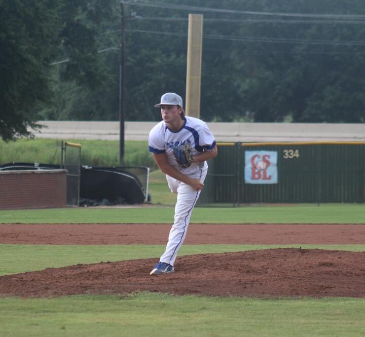 Generalscotton's tweet photo. @BrodyB0220 of @BevillBaseball throws complete game striking out 14 , scattering 6 hits in today’s 3-1  semifinal win over the tribe https://t.co/W4xspZziQh
