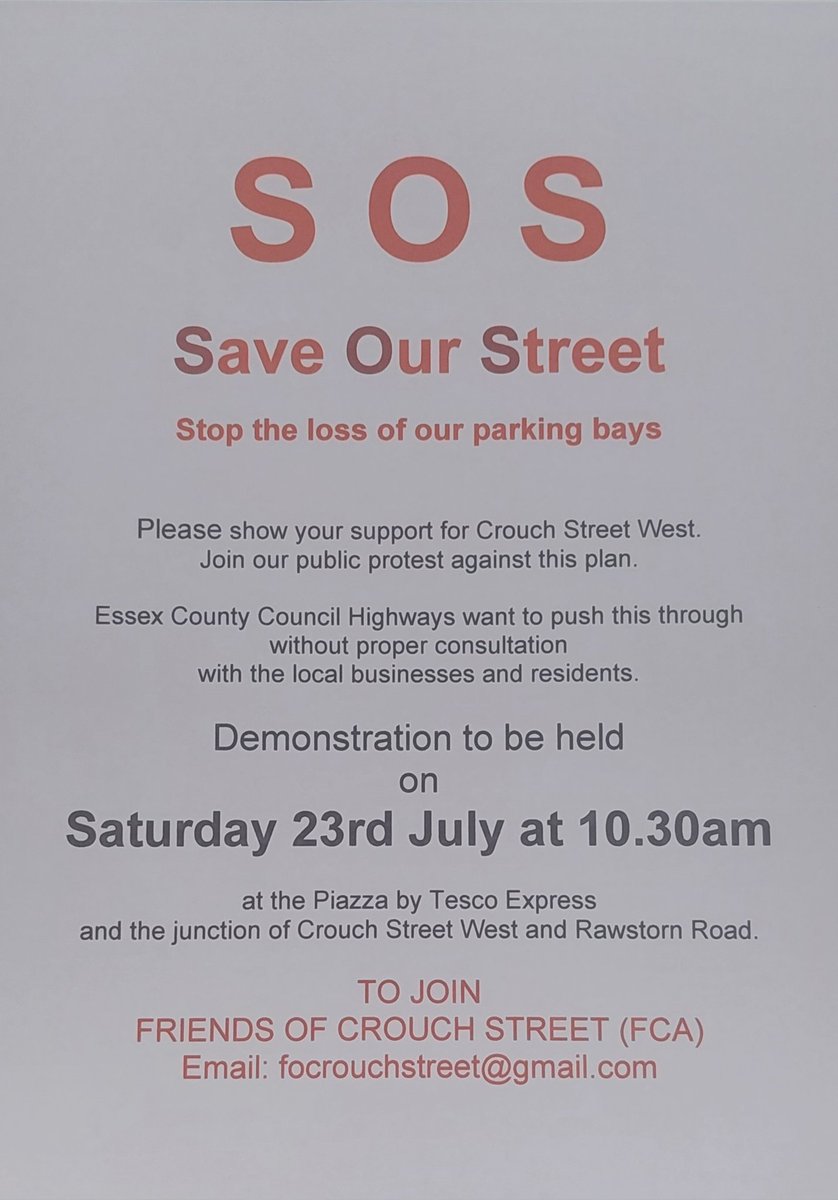 Come and support Friends of Crouch Street this Saturday. Help us change the minds of Essex County Council. #Colchester #shoplocal