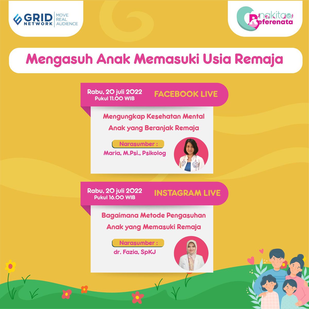 Nakita_ID's tweet photo. Halo Moms! Kembali lagi di Refrenata periode Juli 2022! yuk simak info kegiatan-kegiatannya di atas ya!☝🏻 
 
#Refrenata #RefrensiNakita #BerperanSama #NakitaID  #RefrensiNAKITA #PengasuhanAnakUsiaRemaja #MentalHealth #PendidikanAnakUsiaRemaja #Pubertas #Giveaway #GridNetwork https://t.co/IPFrqU1LoY