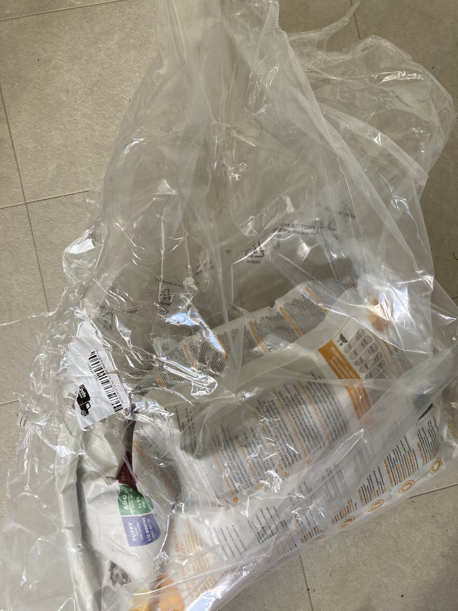 Ok <a href="/PetsatHome/">Pets at Home</a> I deliberately choose to buy this 5l bag dog food online as it’s in a paper sack not plastic … but every time I collect in store it’s wrapped in huge plastic bag &amp; metres of #plastic packing tape. Not v environmentally conscious &amp; rather defeats my buying choice